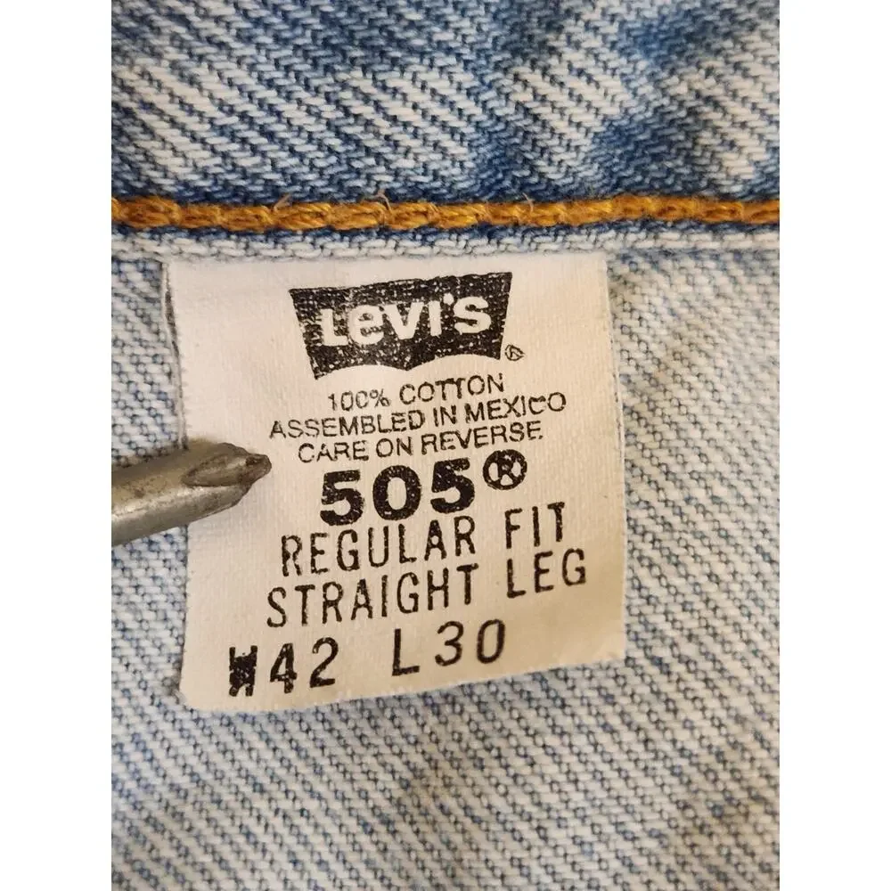 Vtg Levi's 505 Jeans Men's 42x30 Regular Fit Straight Leg 90s Blue Denim
